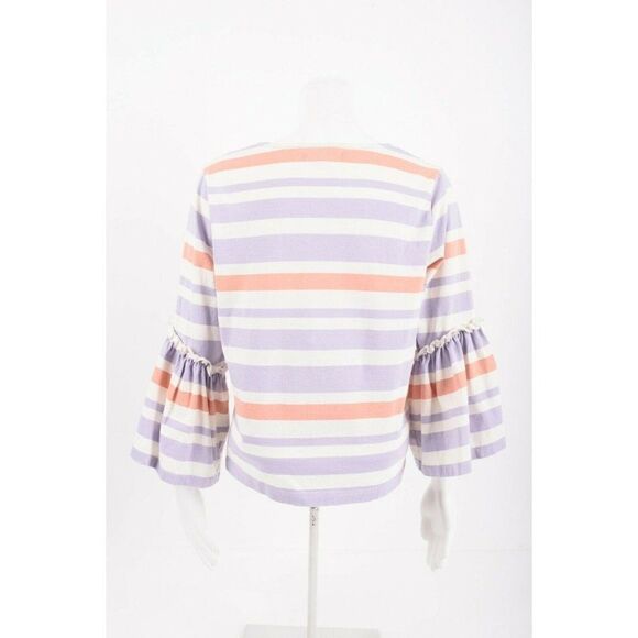 Madewell Womans Top Shirt Blouse Size M Fairhaven Striped Ruffle Bell Sleeve - Picture 4 of 6